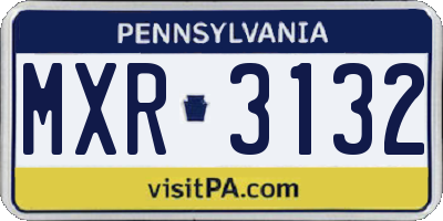 PA license plate MXR3132