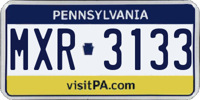 PA license plate MXR3133