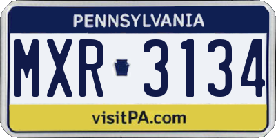 PA license plate MXR3134