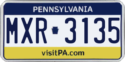 PA license plate MXR3135