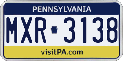 PA license plate MXR3138