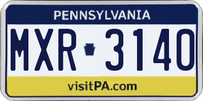 PA license plate MXR3140