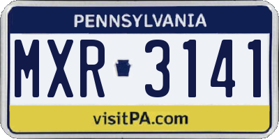 PA license plate MXR3141
