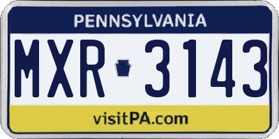 PA license plate MXR3143