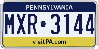 PA license plate MXR3144