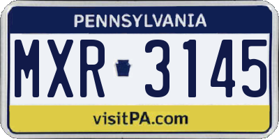 PA license plate MXR3145