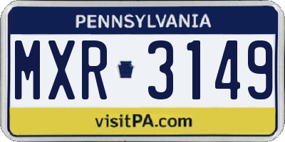 PA license plate MXR3149