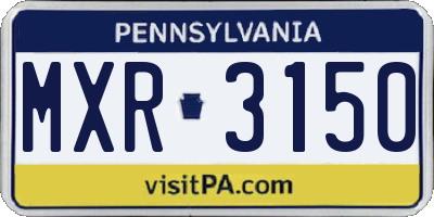 PA license plate MXR3150