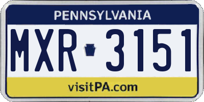 PA license plate MXR3151