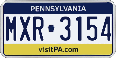 PA license plate MXR3154