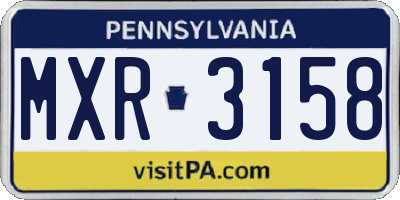 PA license plate MXR3158