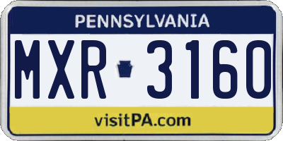 PA license plate MXR3160