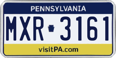 PA license plate MXR3161