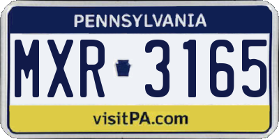 PA license plate MXR3165