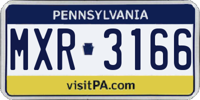 PA license plate MXR3166