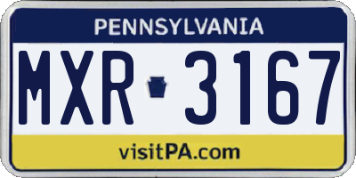 PA license plate MXR3167