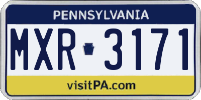 PA license plate MXR3171