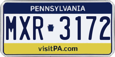 PA license plate MXR3172