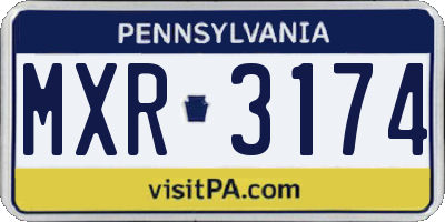 PA license plate MXR3174