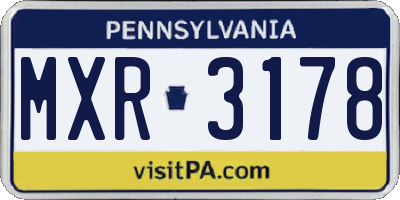 PA license plate MXR3178