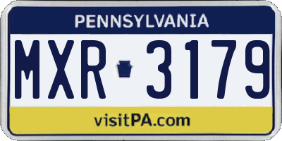PA license plate MXR3179