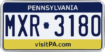 PA license plate MXR3180