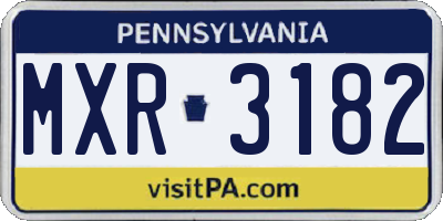 PA license plate MXR3182