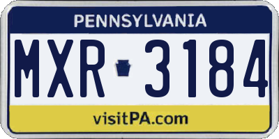 PA license plate MXR3184