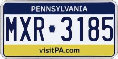 PA license plate MXR3185