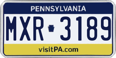 PA license plate MXR3189
