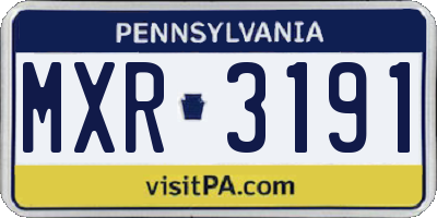 PA license plate MXR3191