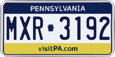 PA license plate MXR3192