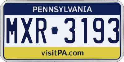 PA license plate MXR3193