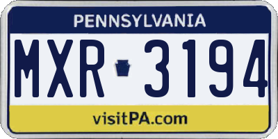 PA license plate MXR3194