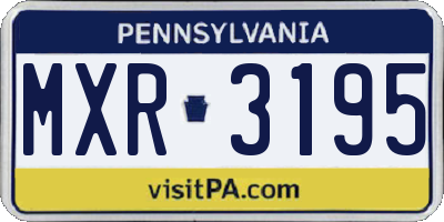 PA license plate MXR3195