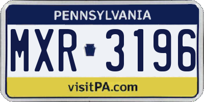 PA license plate MXR3196