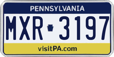 PA license plate MXR3197