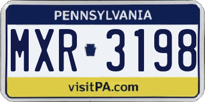 PA license plate MXR3198
