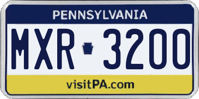 PA license plate MXR3200