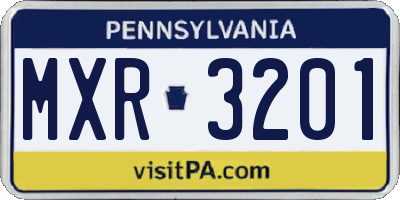 PA license plate MXR3201