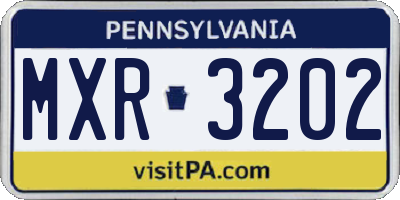 PA license plate MXR3202