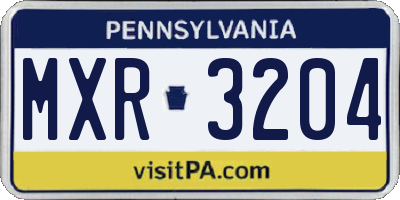PA license plate MXR3204