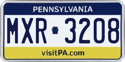 PA license plate MXR3208