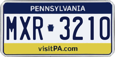 PA license plate MXR3210