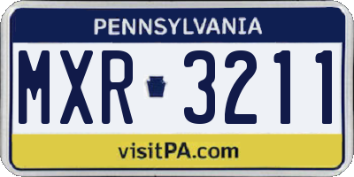 PA license plate MXR3211