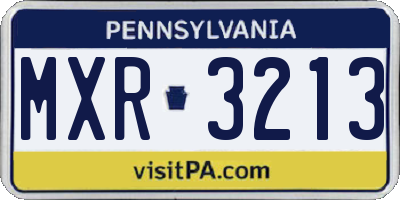 PA license plate MXR3213
