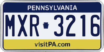 PA license plate MXR3216