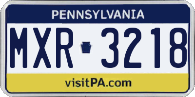 PA license plate MXR3218