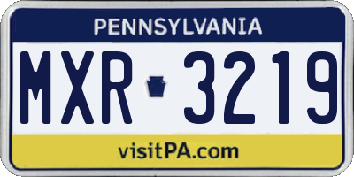 PA license plate MXR3219