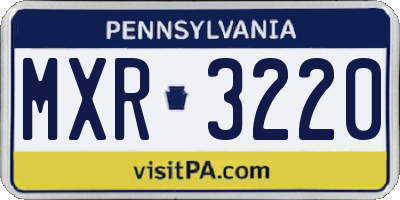 PA license plate MXR3220